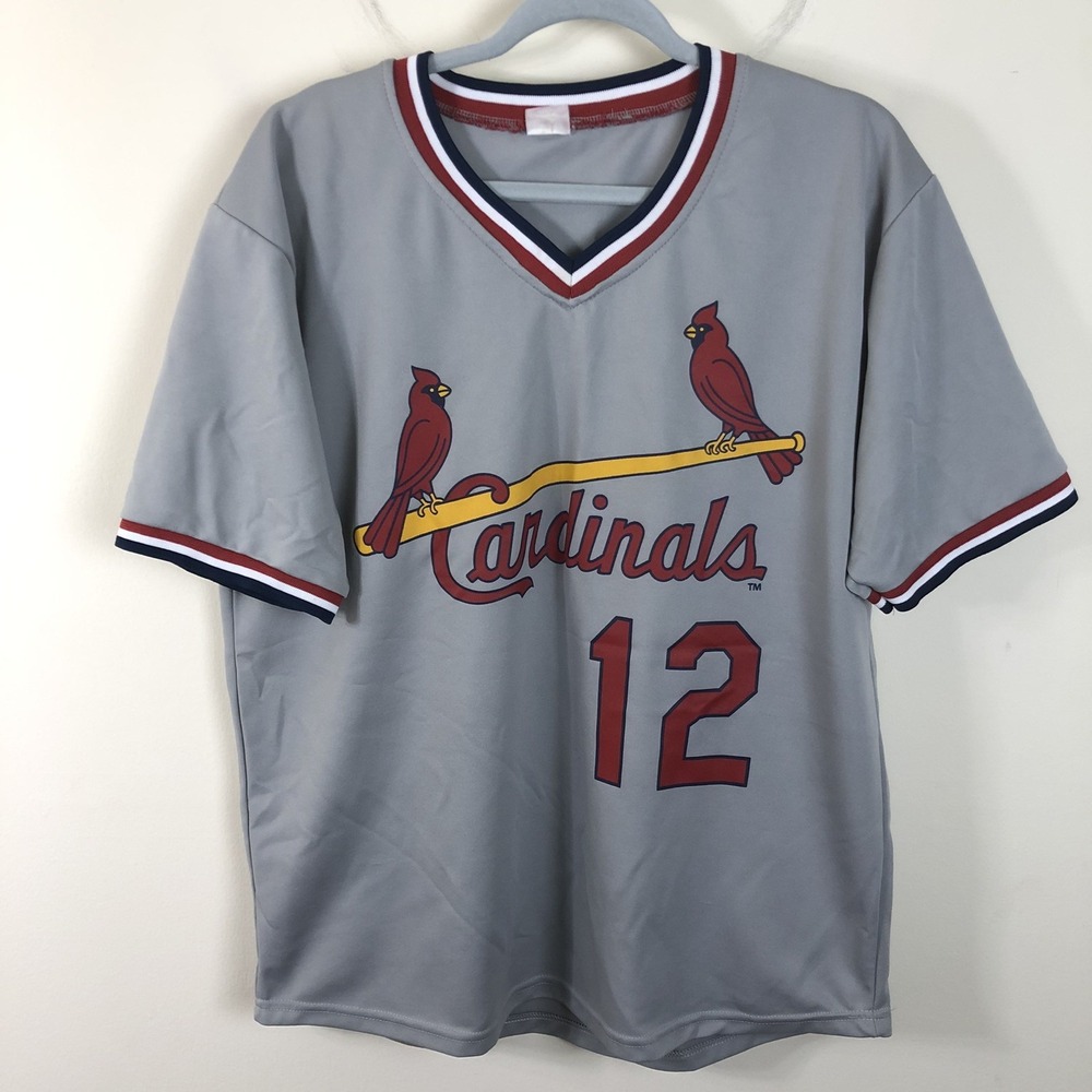Vintage St. Louis Cardinals #12 Tom Lawless Jersey Size Medium Gray Baseball